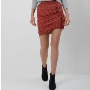 ISABEL MARANT RED SPECKLE JIPSON RUCHED SIDE SKIRT